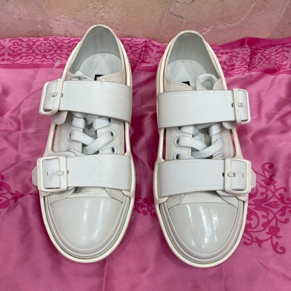 Burberry Cotton and Leather Webb Sneakers size 38.5